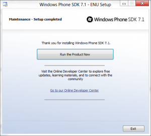 Windows Phone SDK 7.1 Setup Complete 300x270 Installing Windows Phone 7 SDK on Windows 8 