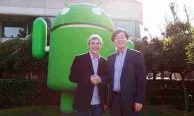 拉里·佩奇与杨元庆在美国谷歌总部