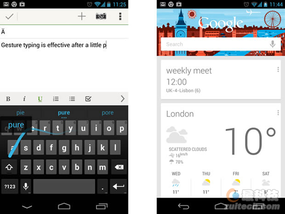 输入界面(左)和主屏幕(右) 输入界面(左)和主屏幕(右)