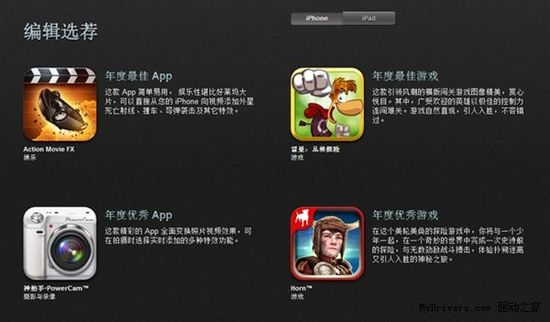 苹果APP Store 2012年度最佳应用出炉