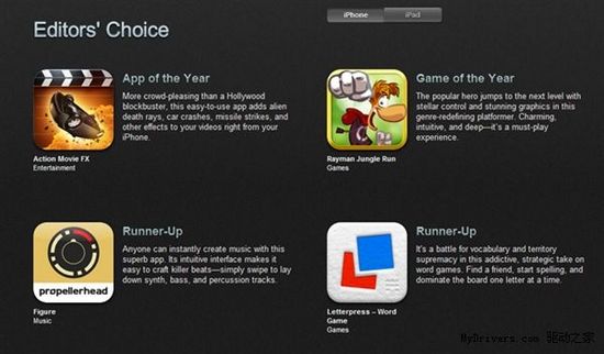 苹果APP Store 2012年度最佳应用出炉